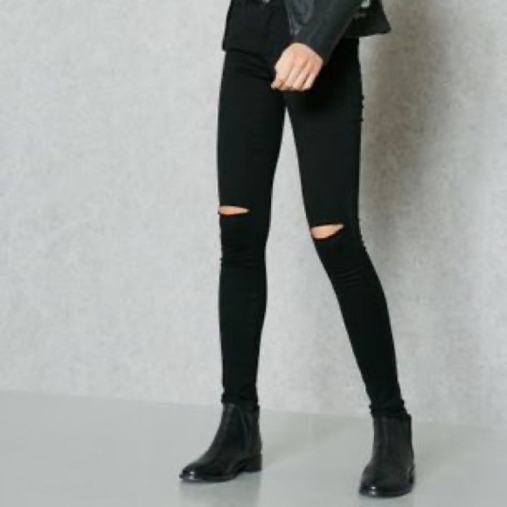 Frame jeans slit knees skinny high waist